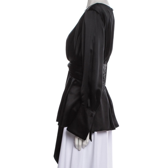 Prabal Gurung Black Jimile Twist Front Silk Blouse - Picture 5 of 5